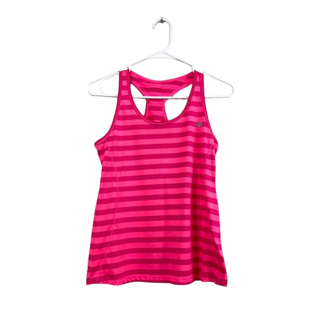 New Balance Womens Small Racer Back Hot Pink Stripe Lightining Dry active top